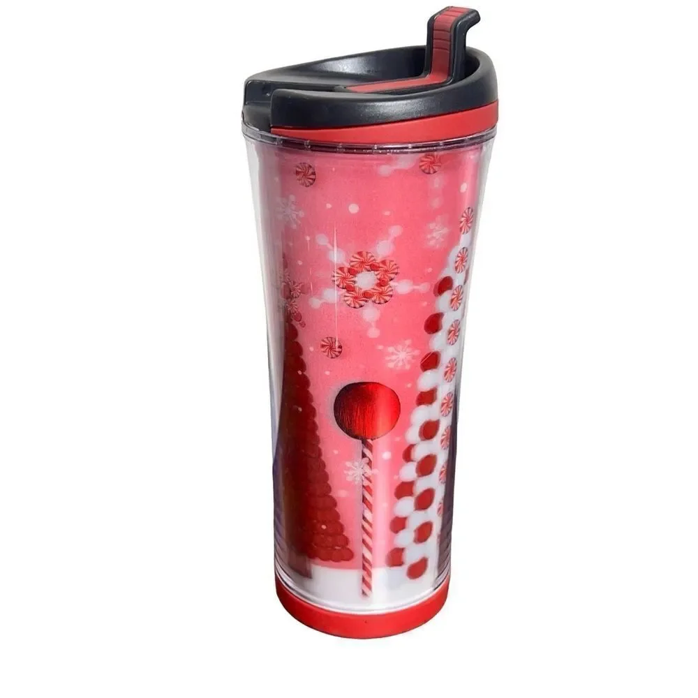 Starbucks 2007 3D Holiday Peppermint Forrest Travel Mug Tumbler